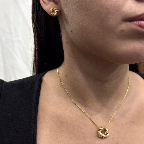 Conjunto Entrelaço Luxo Cravejado - Folheado a Ouro 18k