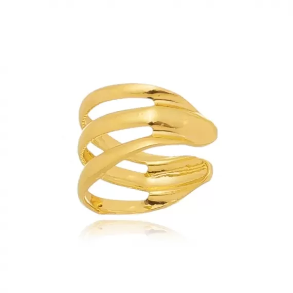 Piercing Fake com três aros liso - Folheado a Ouro 18k