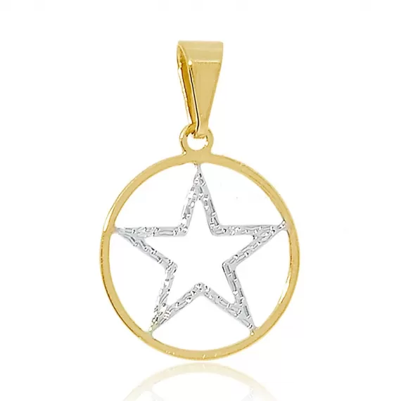 Pingente com estrela diamantada e detalhe em rodhium - Folheado a Ouro 18k