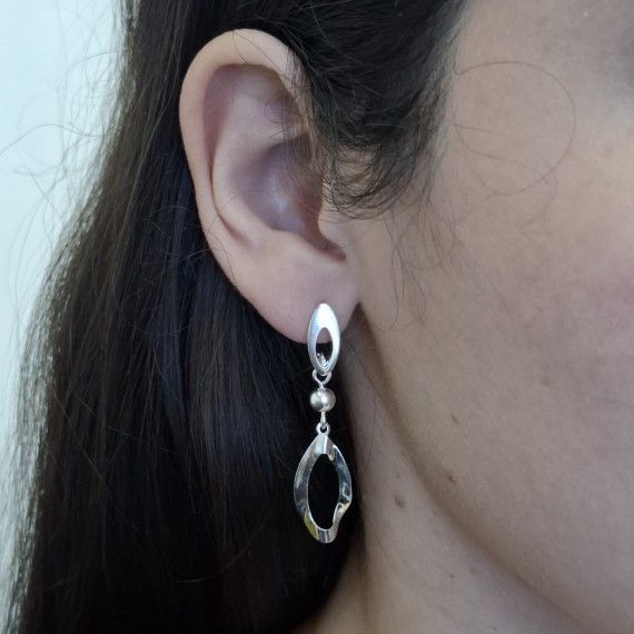 Brinco Elo Oval Duplo - Folheado a Prata