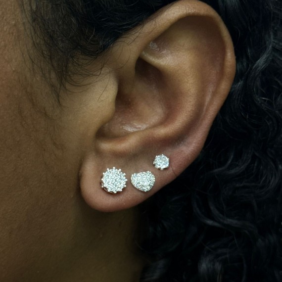 Trio de Brincos com Pedras - Folheado a Prata