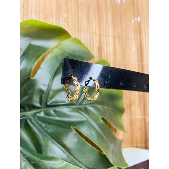 Brinco de Argola Elos Vazados - Folheado a Ouro 18k