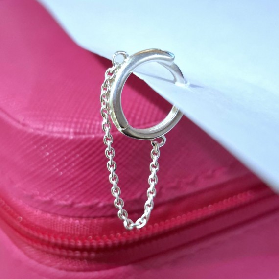 Piercing Argolinha Articulada com Corrente- Prata 925