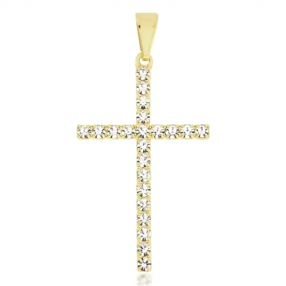 Pingente crucifixo cravejado de strass - Folheado a Ouro 18k