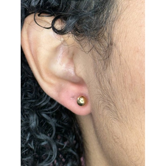 Brinco de Bolinha Lisa G - Folheado a Ouro 18k