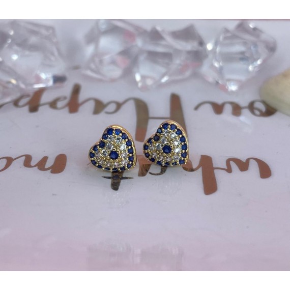 Brinco Coração com Zircônias - Folheado a Ouro 18k
