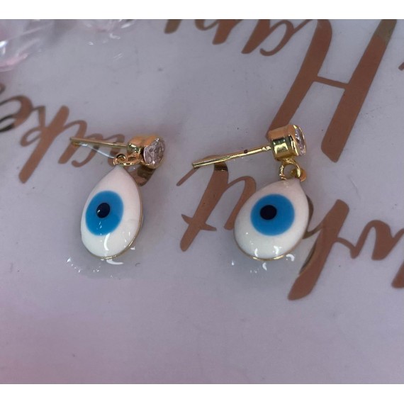 Brinco Pendurado Olho Grego com Zircônia - Folheado a Ouro 18k