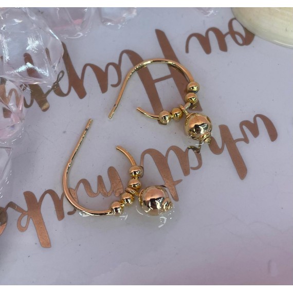 Brinco de Argola com Bolinhas - Folheado a Ouro 18k