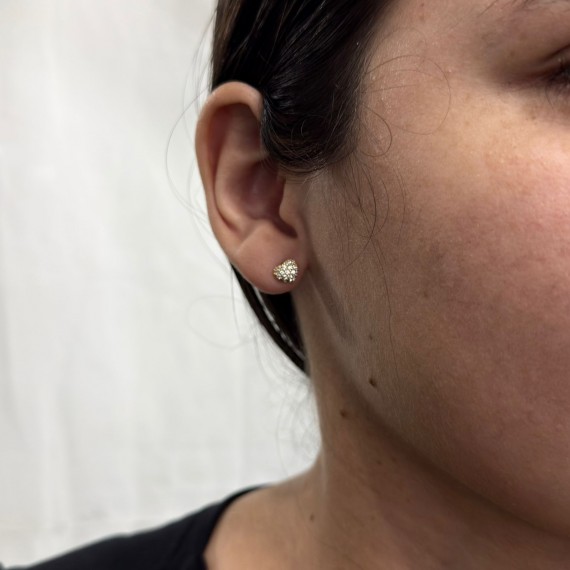 Mini Brinco de Coração Cravejado - Folheado a Ouro 18k