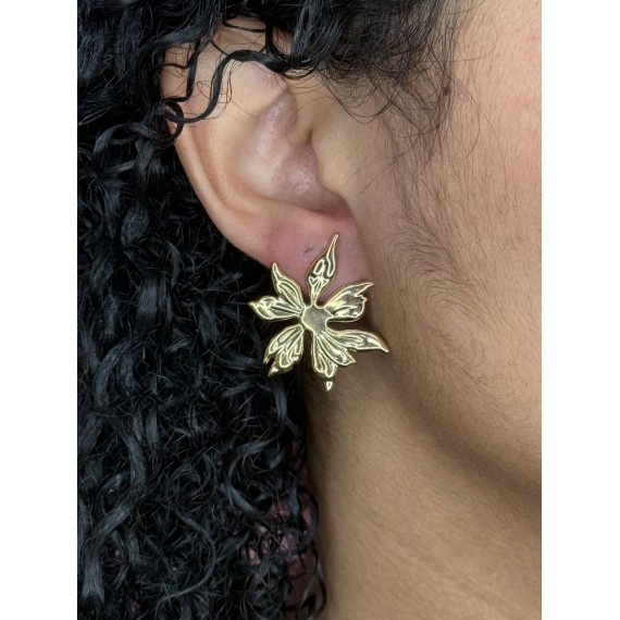 Brinco Flor  Aurora - Folheada a ouro 