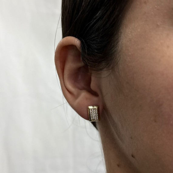 Brinco Quadrado Cravejado - Folheado a Ouro 18k