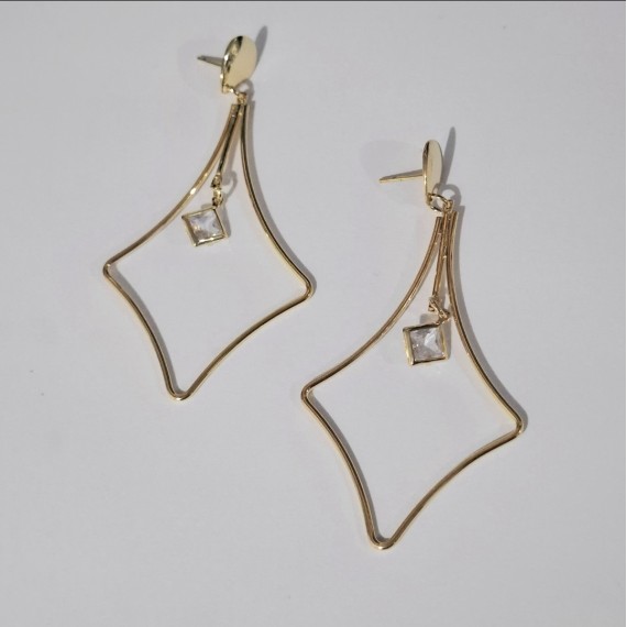 Brinco de Brilho com Pedra - Folheado a ouro 18k 