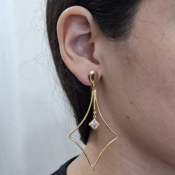 Brinco de Brilho com Pedra - Folheado a ouro 18k 