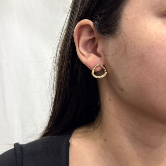 Brinco Gota Vazada Cravejado - Folheado a Ouro 18k