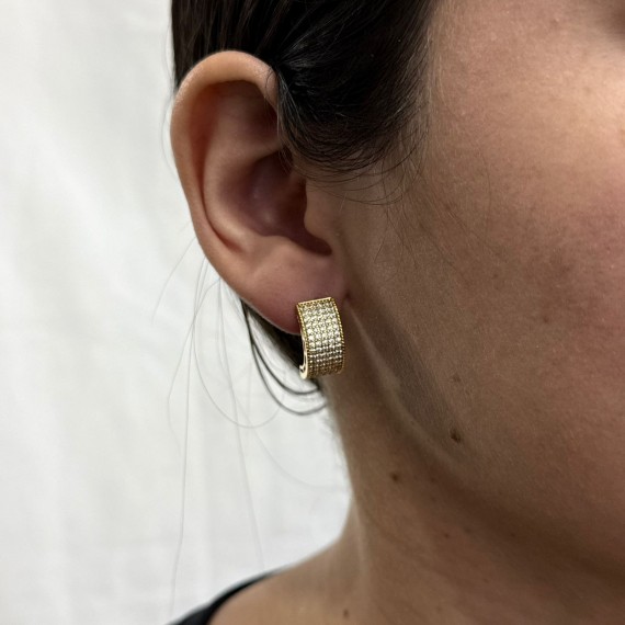 Brinco Curvado Cravejado - Folheado a Ouro 18k
