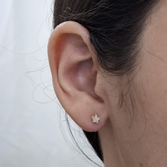 Mini Brinco de Estrela com Pedra - Folheado a Ouro 18k