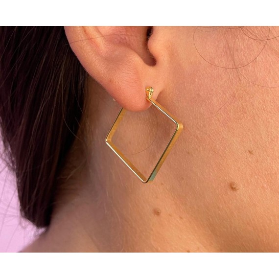 Argola Articulada Triângulo Vazado - Folheado a Ouro 18k
