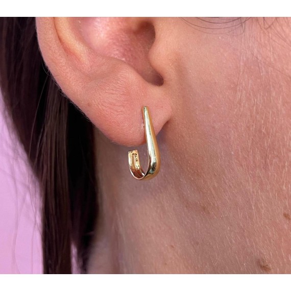 Brinco Meia Argola com Tarraxa - Folheado a Ouro 18k