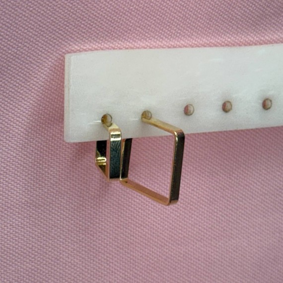 Brinco Duplo Liso Quadrado - Folheado a Ouro 18k