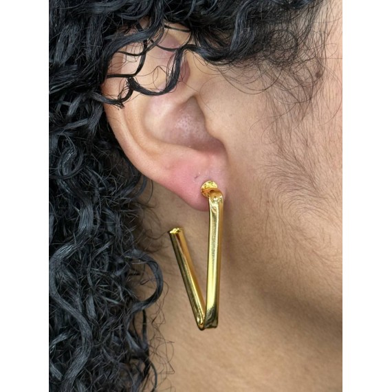 Brinco Golden Trace - Folheado a ouro 