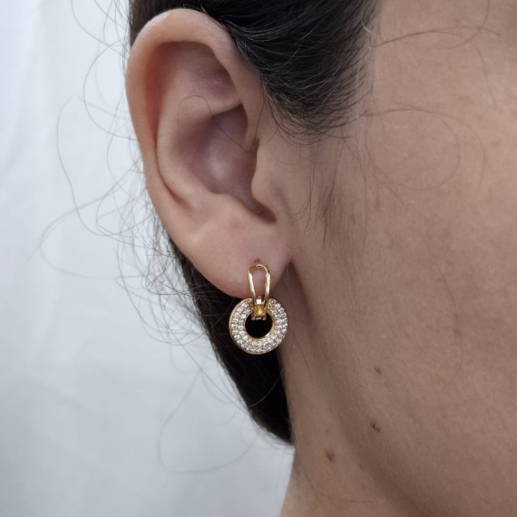 Argola com Círculo Cravejado - Folheado a Ouro 18k