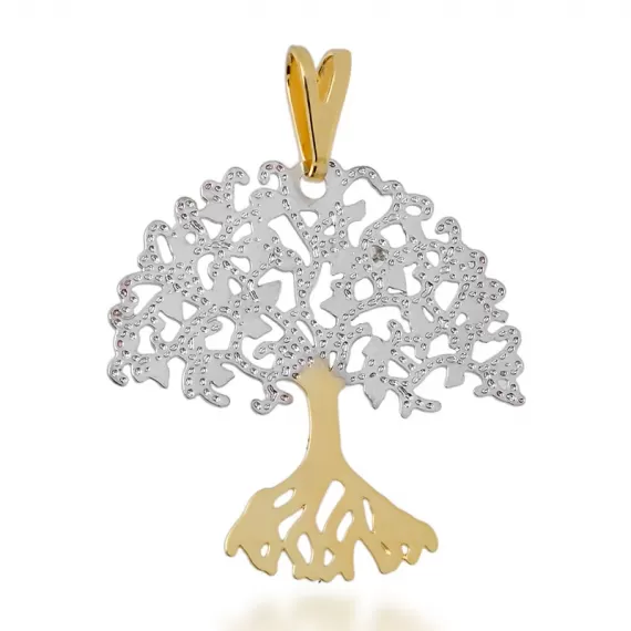 Pingente Árvore da Vida com detalhes em rodhium - Folheado a Ouro 18k
