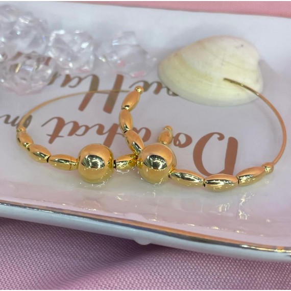 Argola Gotas Douradas com Bola - Folheado a Ouro 18k