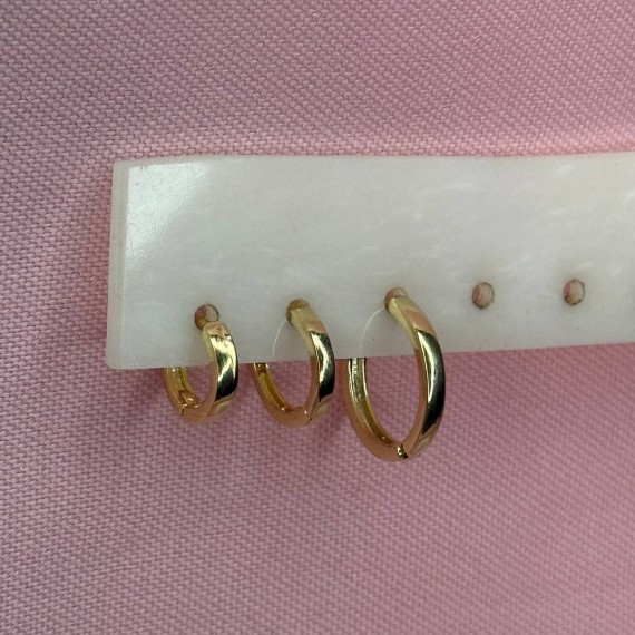 Trio de Argola Articulada Redonda - Folheado a Ouro 18k