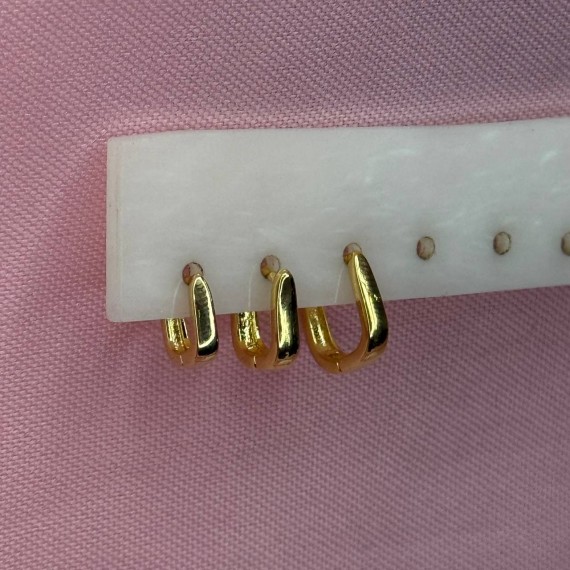 Trio de Argola Articulada Quadrada - Folheado a Ouro 18k 