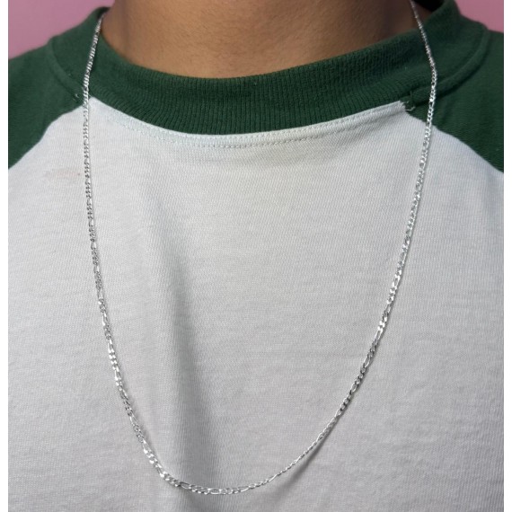 Cordão Elo 3x1 fino - Prata 925k