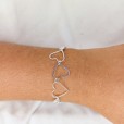 Pulseira Três Corações Vazados - Folheado a Prata 