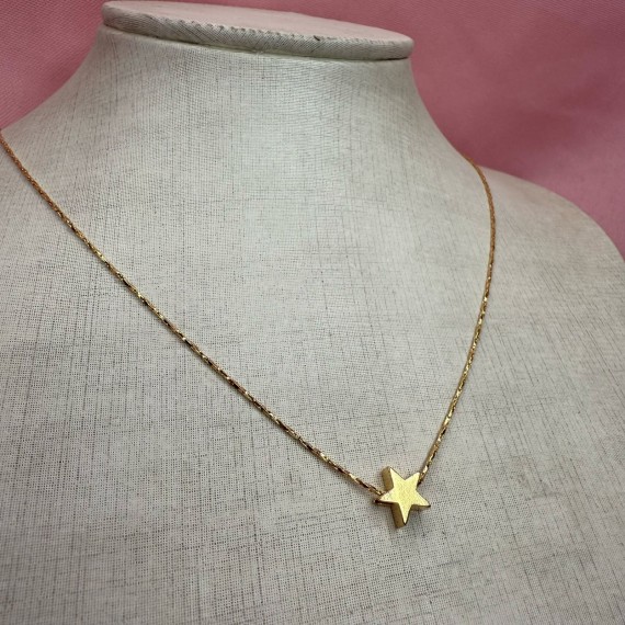 Cordão Estrela Preenchido - Folheado a Ouro 18k
