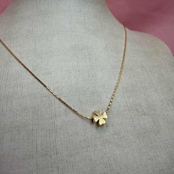 Cordão Trevo Liso - Folheado a Ouro 18k