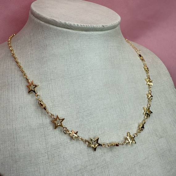 Chocker de Estrelas Vazados - Folheado a Ouro 18k