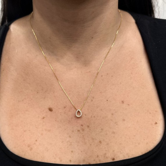 Cordão Gota Vazada Cravejado - Folheado a Ouro 18k