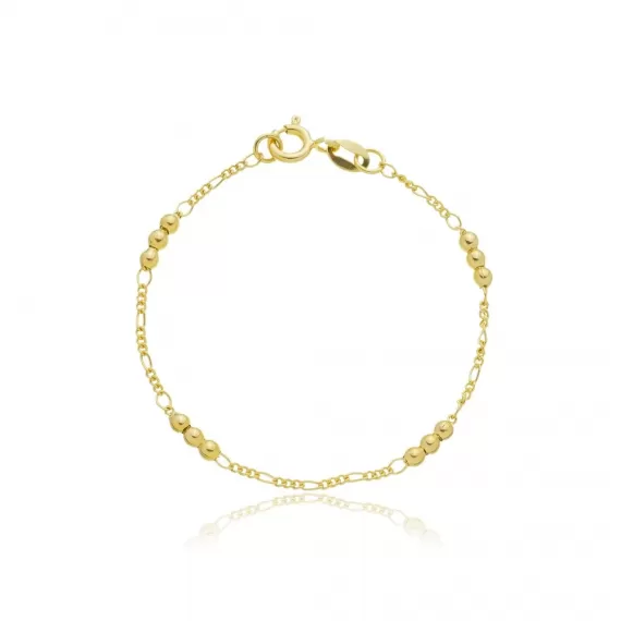 Pulseira Infantil intercalando 3 bolinhas de 3 mm corrente espessura 1mm - Folheado a Ouro 18k