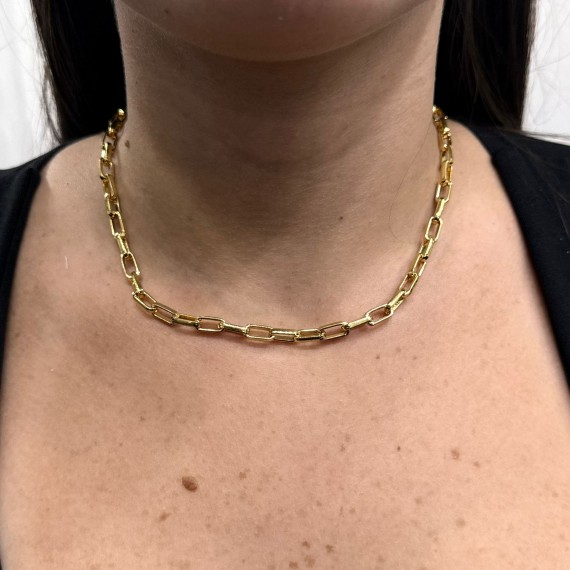 Choker Elo Cadeado - Folheado a Ouro 18k