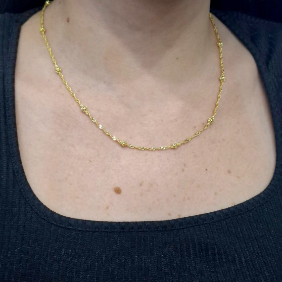 Chocker Corrente Trançada com Bolinha - Folheado a ouro 18k