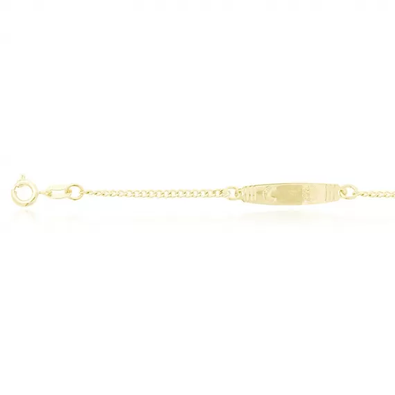 Pulseira Infantil chapinha 5mm com desenho de sol e lua nas laterias, corrente 1,8mm - Folheado a Ouro 18k
