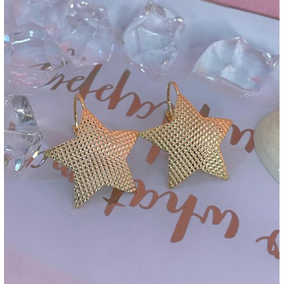 Brinco de Argola Estrela - Folheado a Ouro 18k