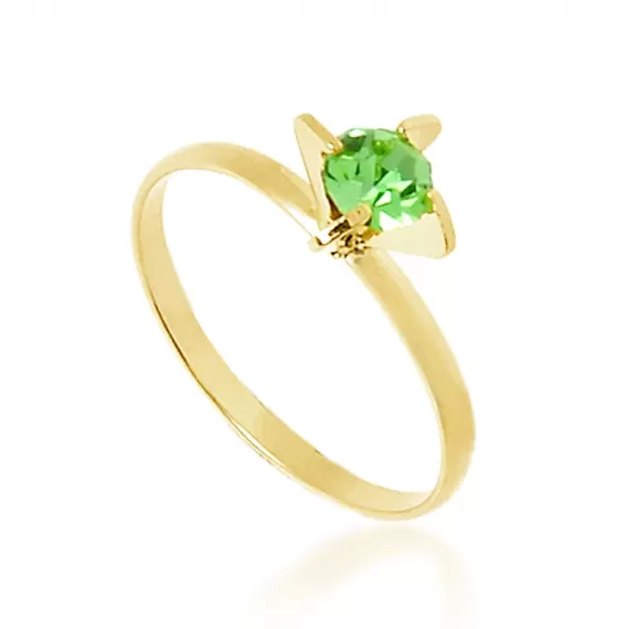 Anel solitário com pedras strass colorida - Folheado a ouro 18k