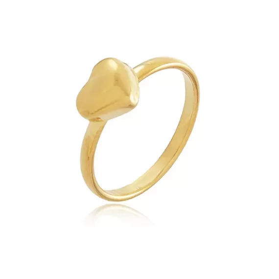 Anel Infantil com um coração 5mm - Folheado a Ouro 18k