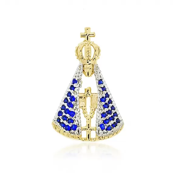 Pingente de Nossa Senhora Aparecida com strass - Folheado a Ouro 18k