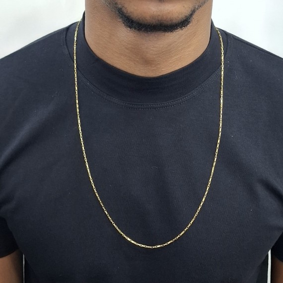 Cordão Masculino Elos Retangulares Finos - folheado a ouro 18k