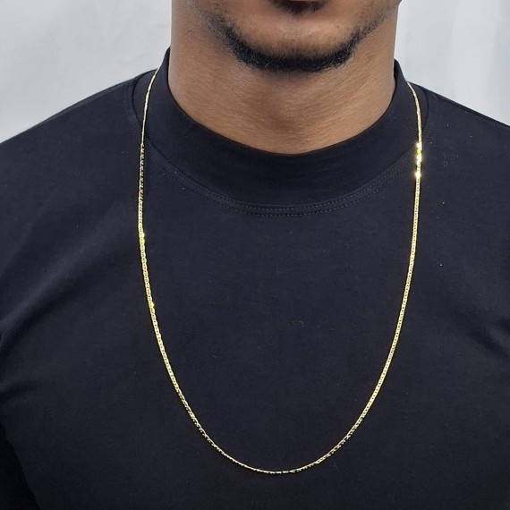 Cordão Masculino Fino Entrelaçado - Folheado a ouro 18k