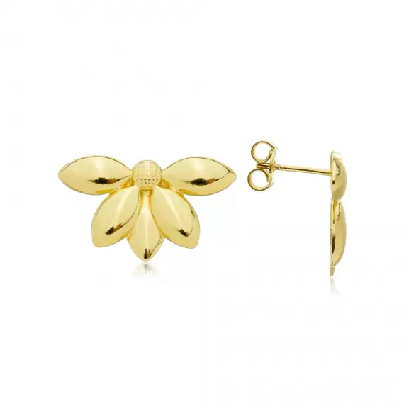 Brinco modelo meia flor - Folheado a Ouro 18k