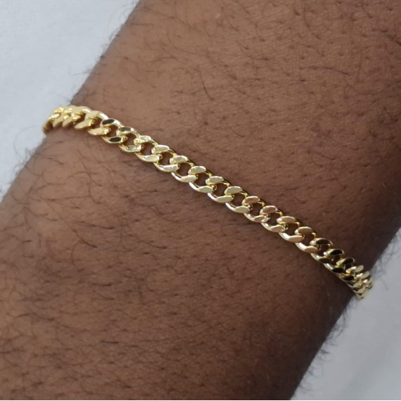 Pulseira Masculina Fina - Folheado a ouro 18k 