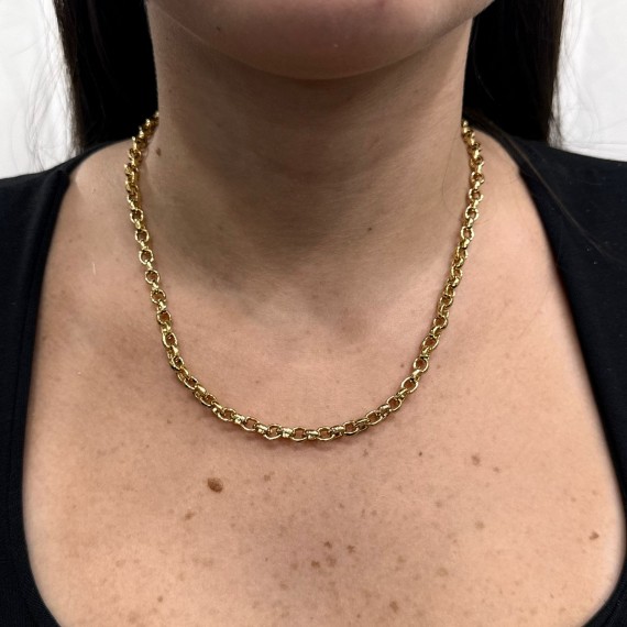 Cordão Elo Português - Folheado a Ouro 18k 