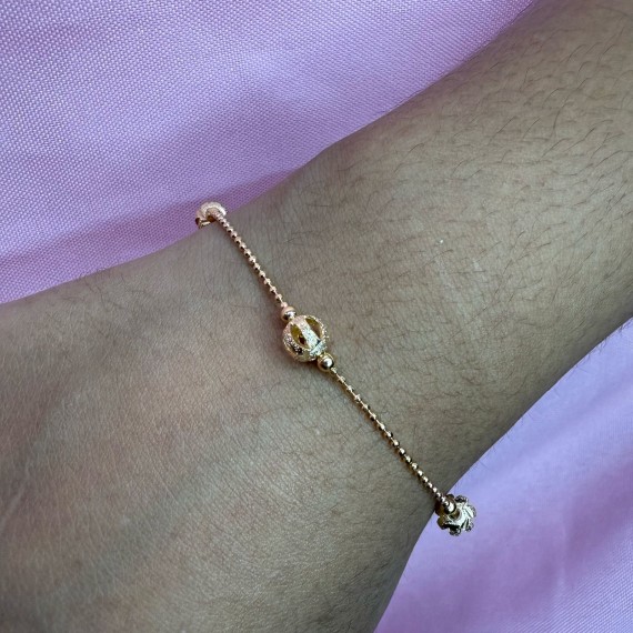Pulseira de Bolas Trabalhadas - Folheado a Ouro 18k