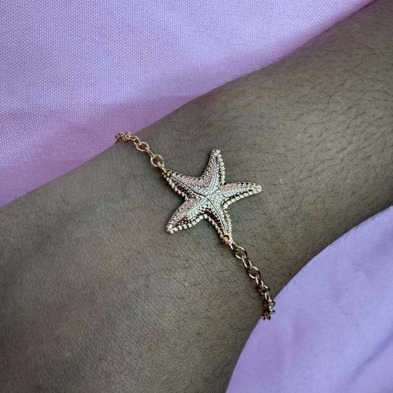 Pulseira com Estrela Grande - Folheado a Ouro 18k